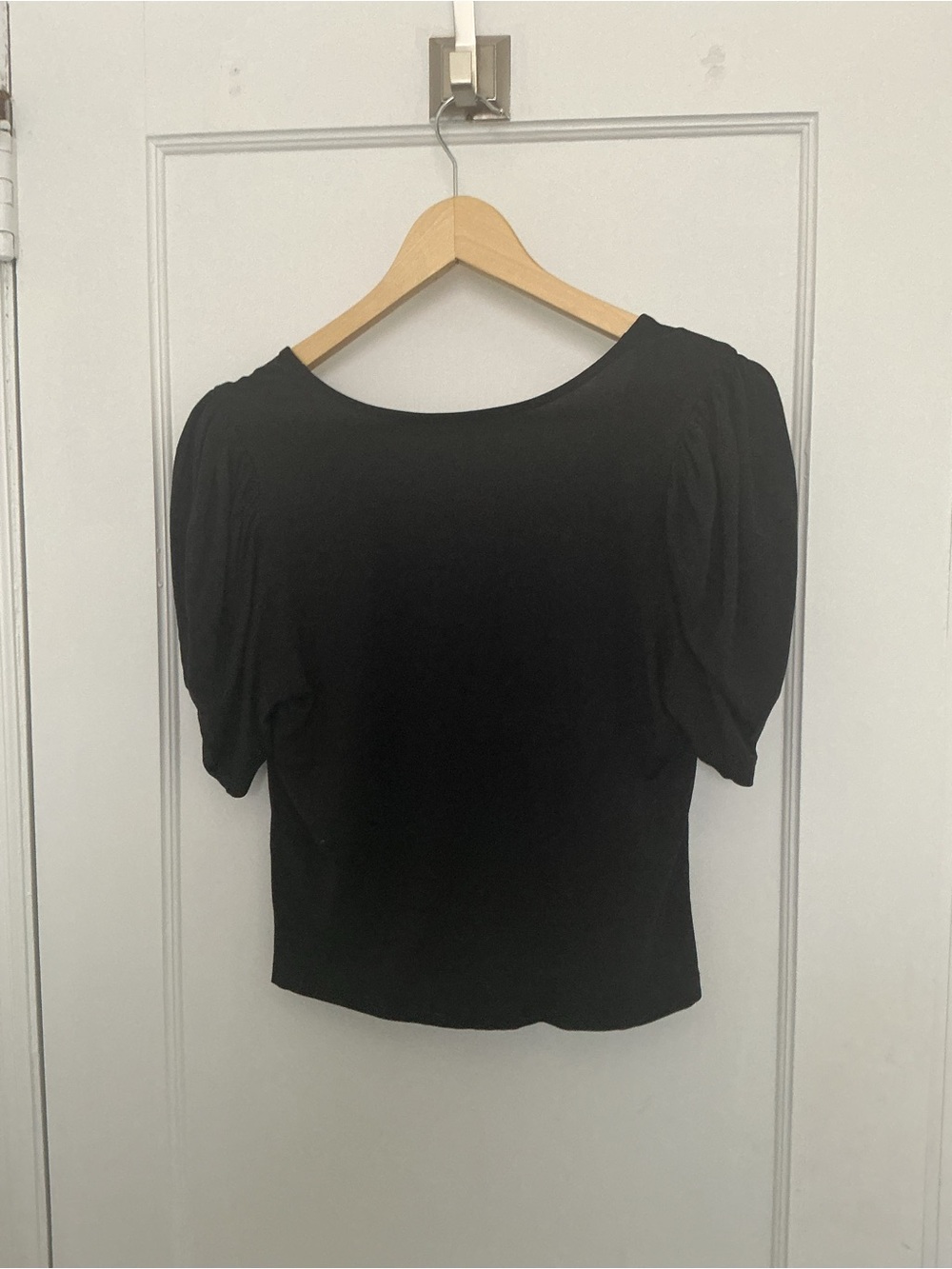 Frame Denim Black Puff Sleeve Short-Sleeve Top